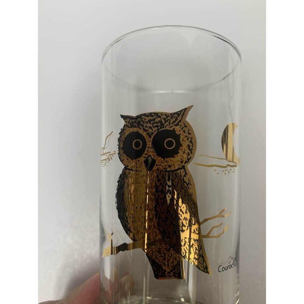 3 Vintage Couroc Owl Crescent Moon MCM Highball‎ Glasses Barware - Picture 7 of 7